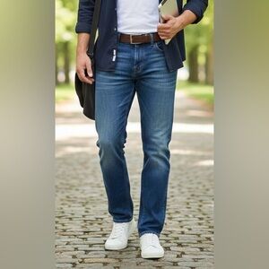 Buffalo David Bitton Men’s Slim/Ash Jeans, Dark Wash, Size W38/L32